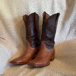 Exotic Brown Leather Cowboy Boots